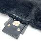 FENDI Mamma Bucket Shoulder Handbag in Black with Fur