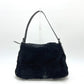 FENDI Mamma Bucket Shoulder Handbag in Black with Fur