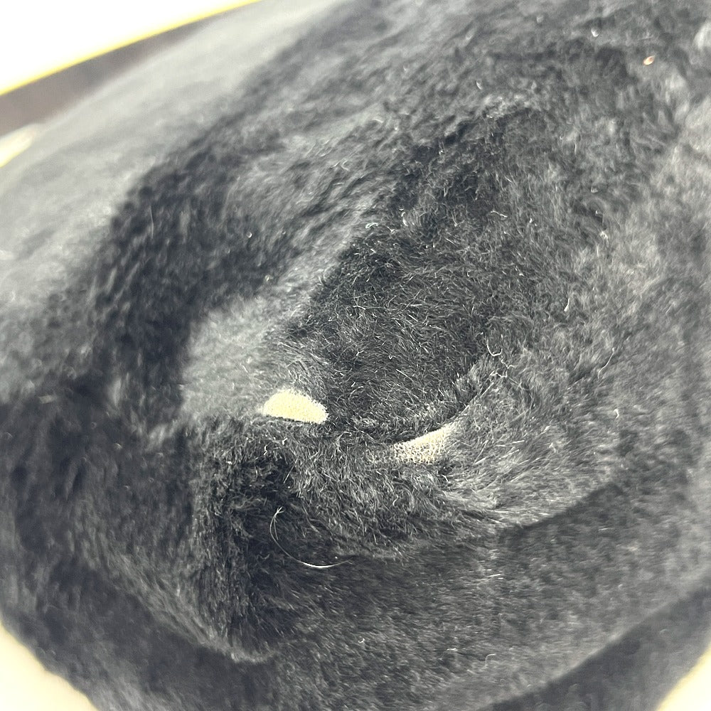 FENDI Mamma Bucket Shoulder Handbag in Black with Fur