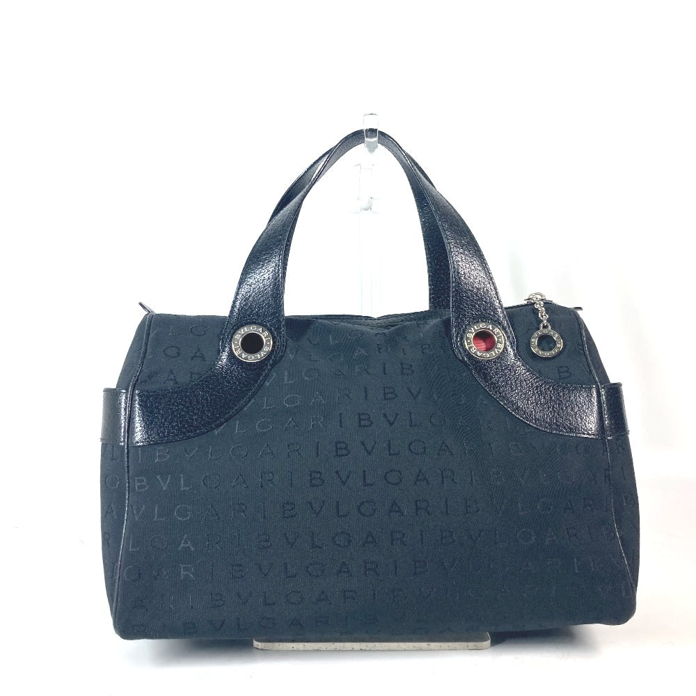BVLGARI ロゴマニア ミニボストンバッグ カバン ハンドバッグ キャンバス/レザー レディース ブラック - brandshop-reference