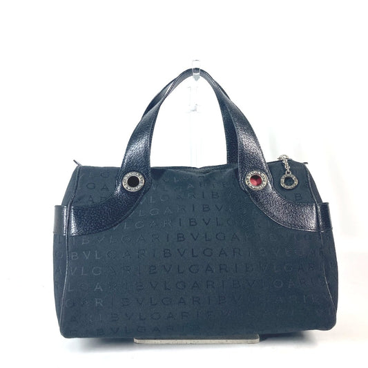 BVLGARI ロゴマニア ミニボストンバッグ カバン ハンドバッグ キャンバス/レザー レディース ブラック - brandshop-reference