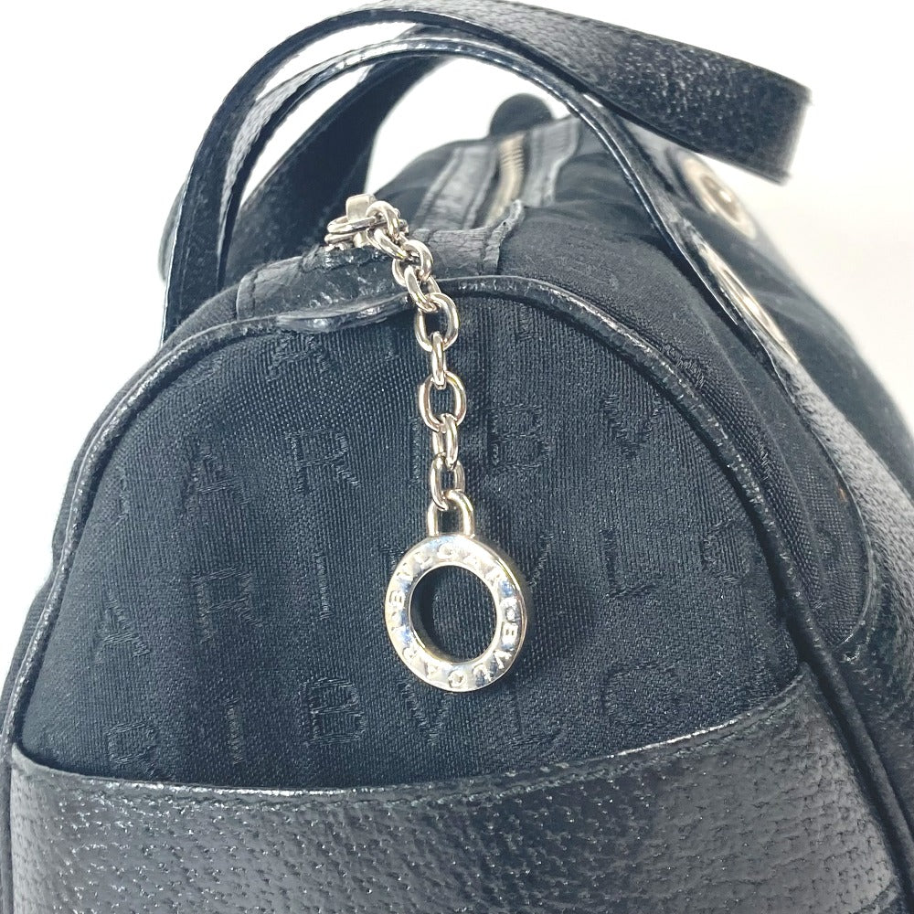 BVLGARI ロゴマニア ミニボストンバッグ カバン ハンドバッグ キャンバス/レザー レディース ブラック - brandshop-reference