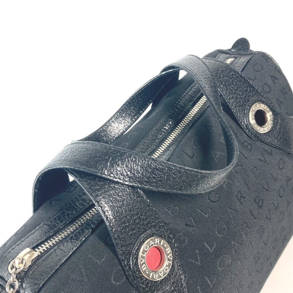 BVLGARI ロゴマニア ミニボストンバッグ カバン ハンドバッグ キャンバス/レザー レディース ブラック - brandshop-reference