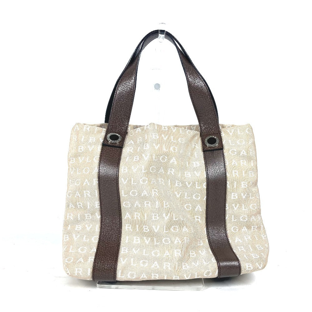BVLGARI カバン 肩掛け ショルダーバッグ ロゴマニア ポーチ付き トートバッグ キャンバス/レザー レディース ベージュ