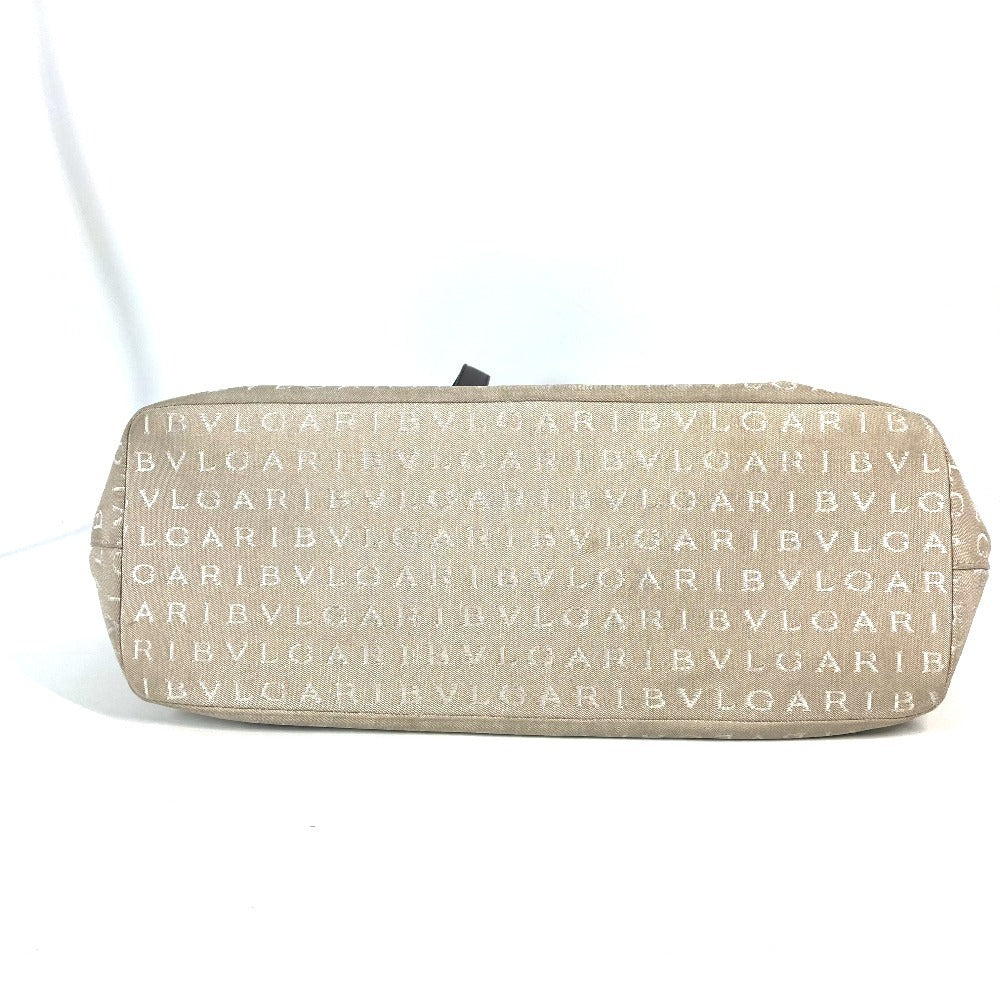 BVLGARI Logomania Shoulder Bag/Tote Bag in Canvas/Leather, Beige