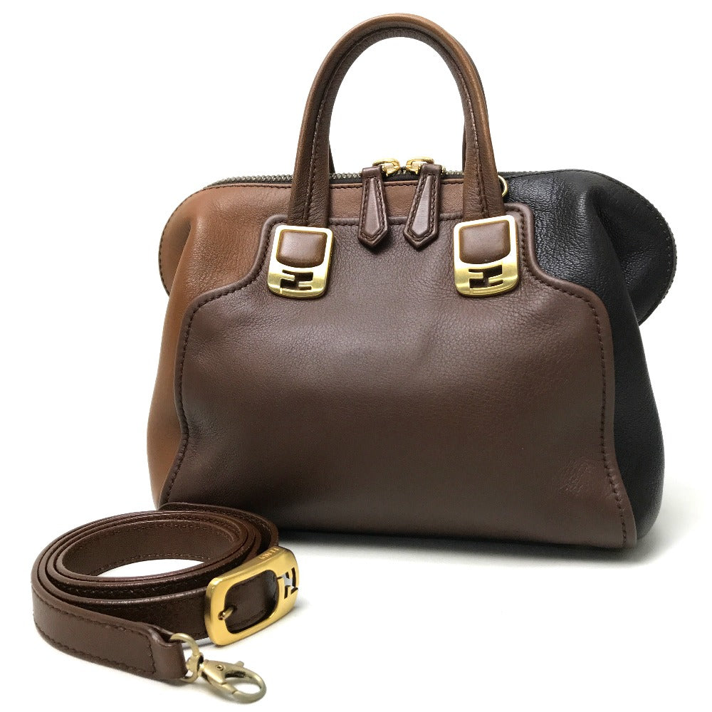 FENDI 8BL117 Chameleon Bag, 2-Way Shoulder/Handbag, Leather, Women's, Brown
