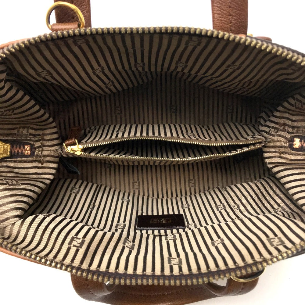 FENDI 8BL117 Chameleon Bag, 2-Way Shoulder/Handbag, Leather, Women's, Brown