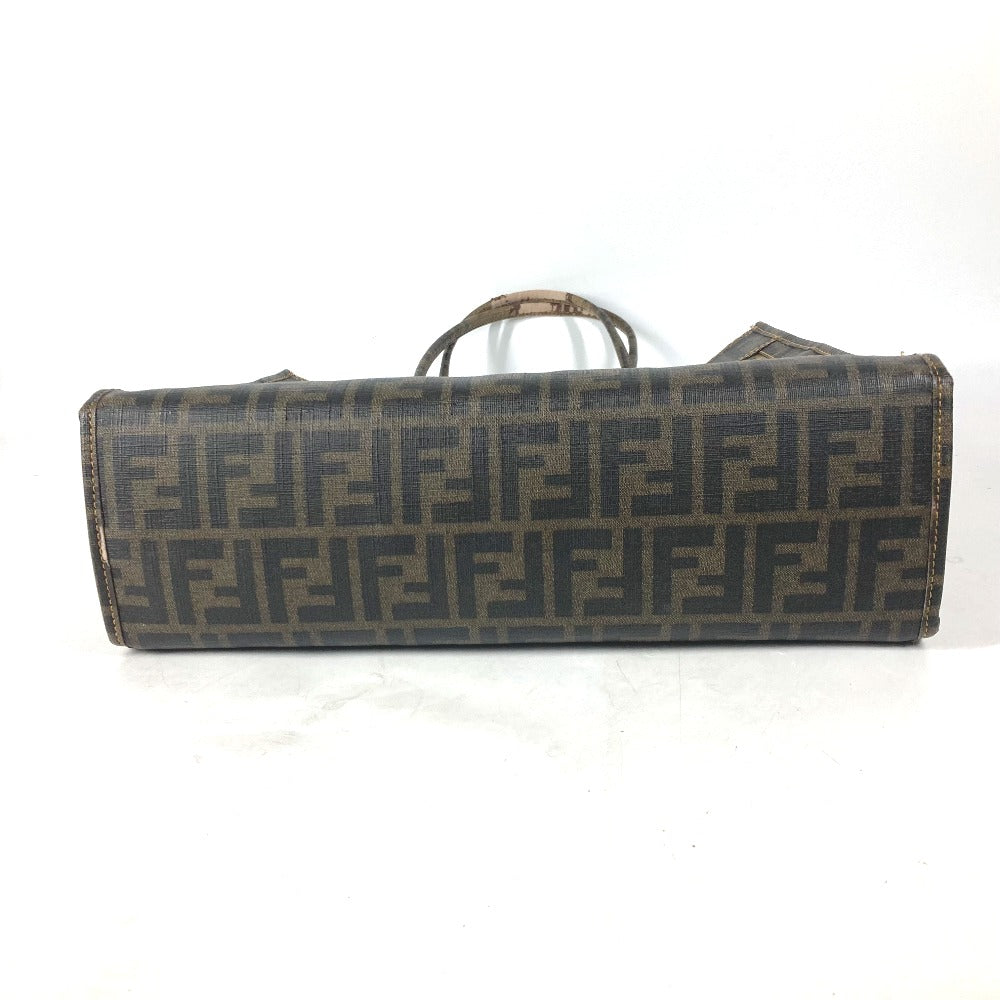 FENDI メッシュバッグ ビーチバッグ ヴィンテージ ズッカ ポーチ付き トートバッグ 肩掛け ショルダーバッグ コーティングレザー レディース ブラウン