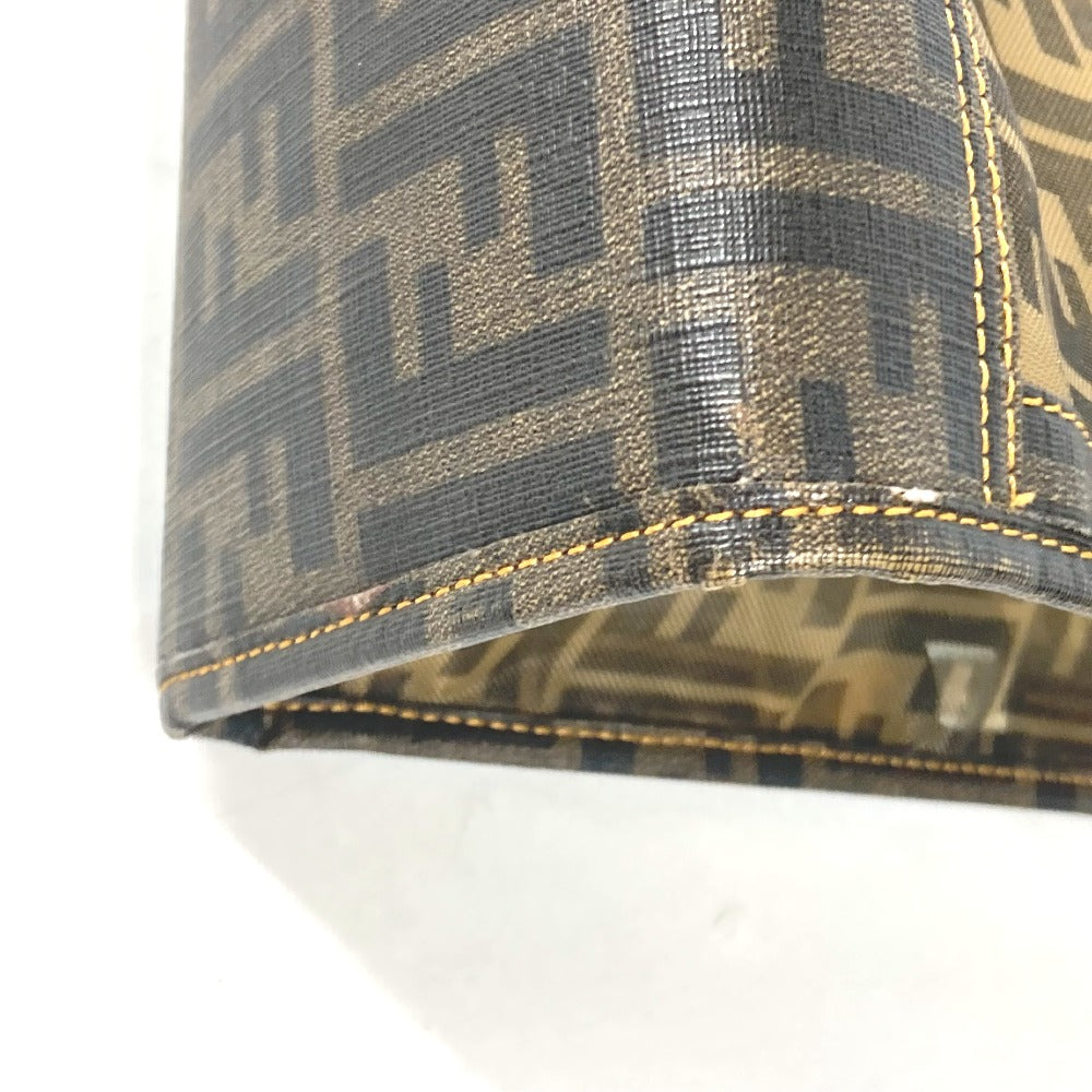 FENDI メッシュバッグ ビーチバッグ ヴィンテージ ズッカ ポーチ付き トートバッグ 肩掛け ショルダーバッグ コーティングレザー レディース ブラウン