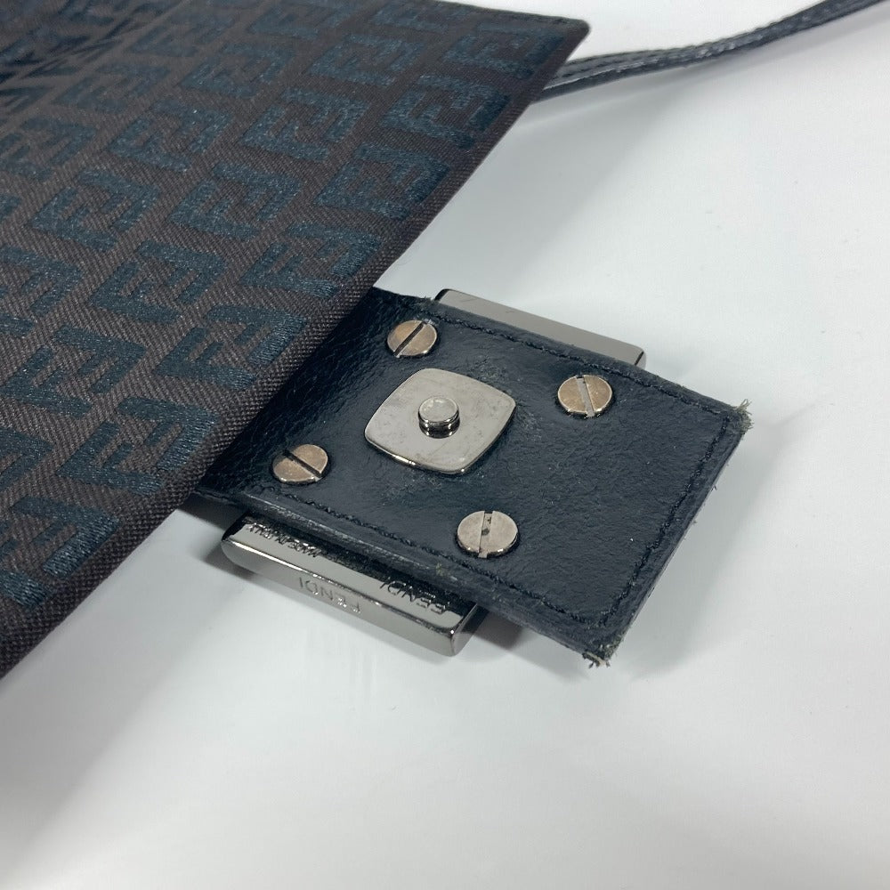 FENDI ズッカ ズッキーノ カバン フラップ ポシェット 斜め掛け ショルダーバッグ キャンバス/レザー レディース ブラック