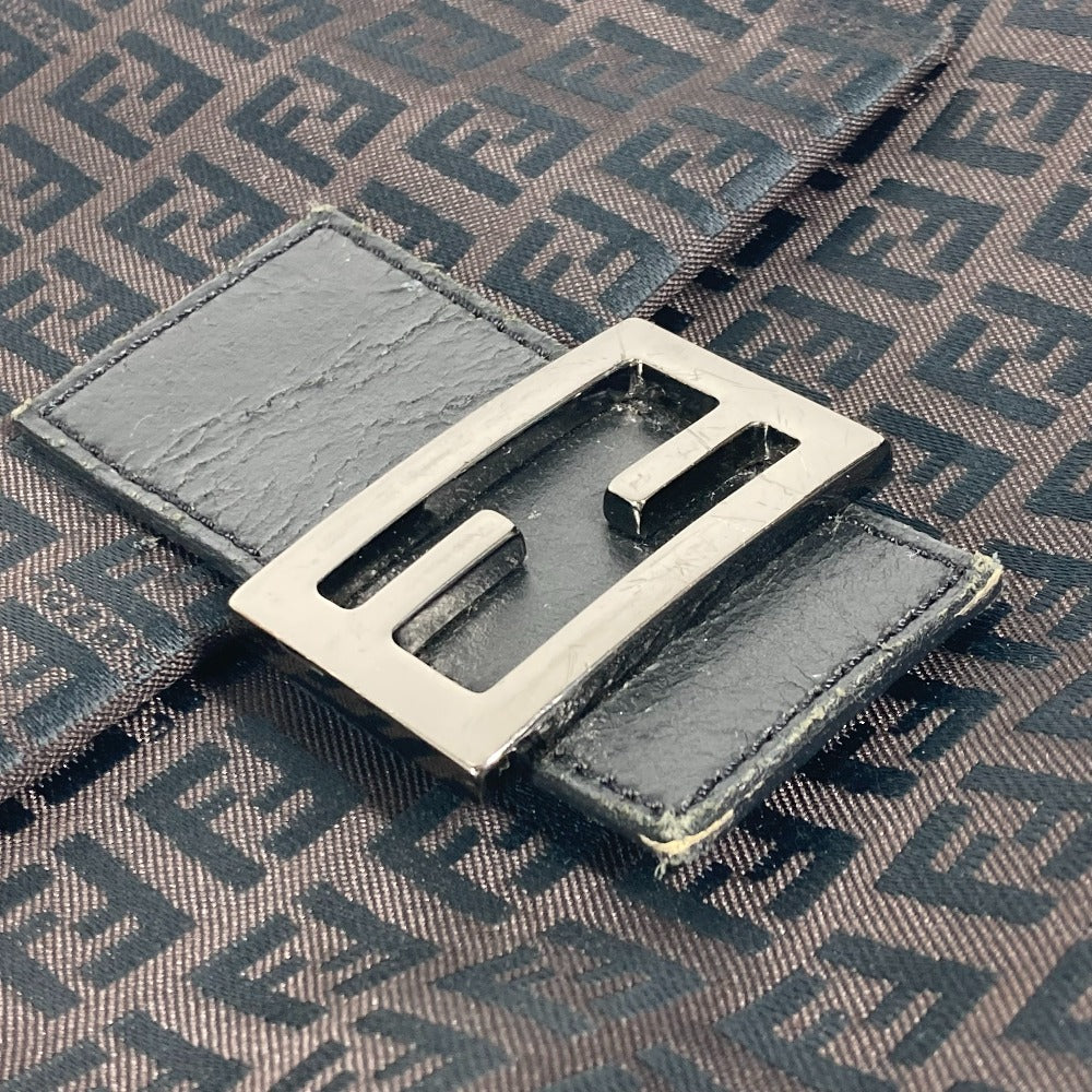 FENDI ズッカ ズッキーノ カバン フラップ ポシェット 斜め掛け ショルダーバッグ キャンバス/レザー レディース ブラック