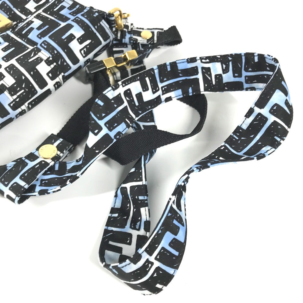 FENDI 8BR784 ジョシュアヴィーダス Joshua Vides コラボ ズッカ バゲット ミニ 2WAYバッグ 斜め掛け ポシェット ショルダーバッグ ナイロン ユニセックス ブルー