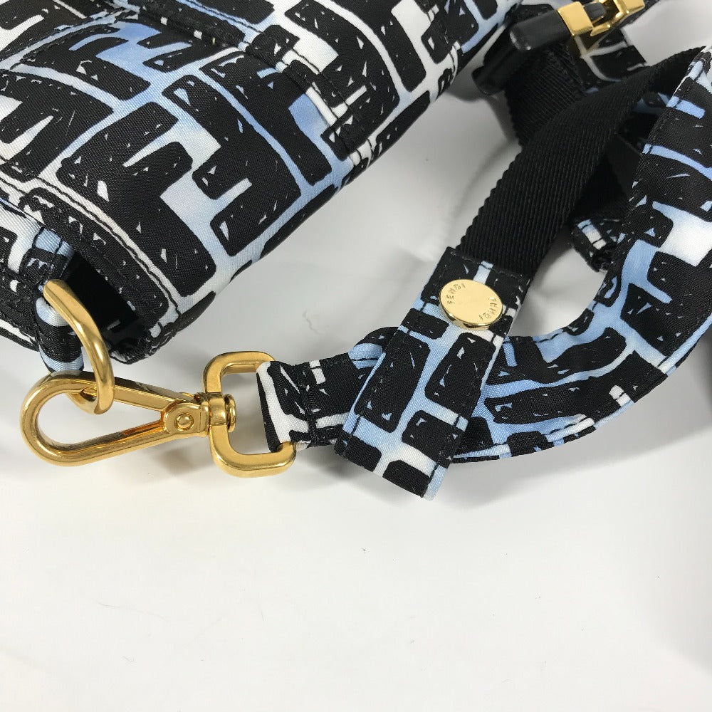 FENDI 8BR784 ジョシュアヴィーダス Joshua Vides コラボ ズッカ バゲット ミニ 2WAYバッグ 斜め掛け ポシェット ショルダーバッグ ナイロン ユニセックス ブルー