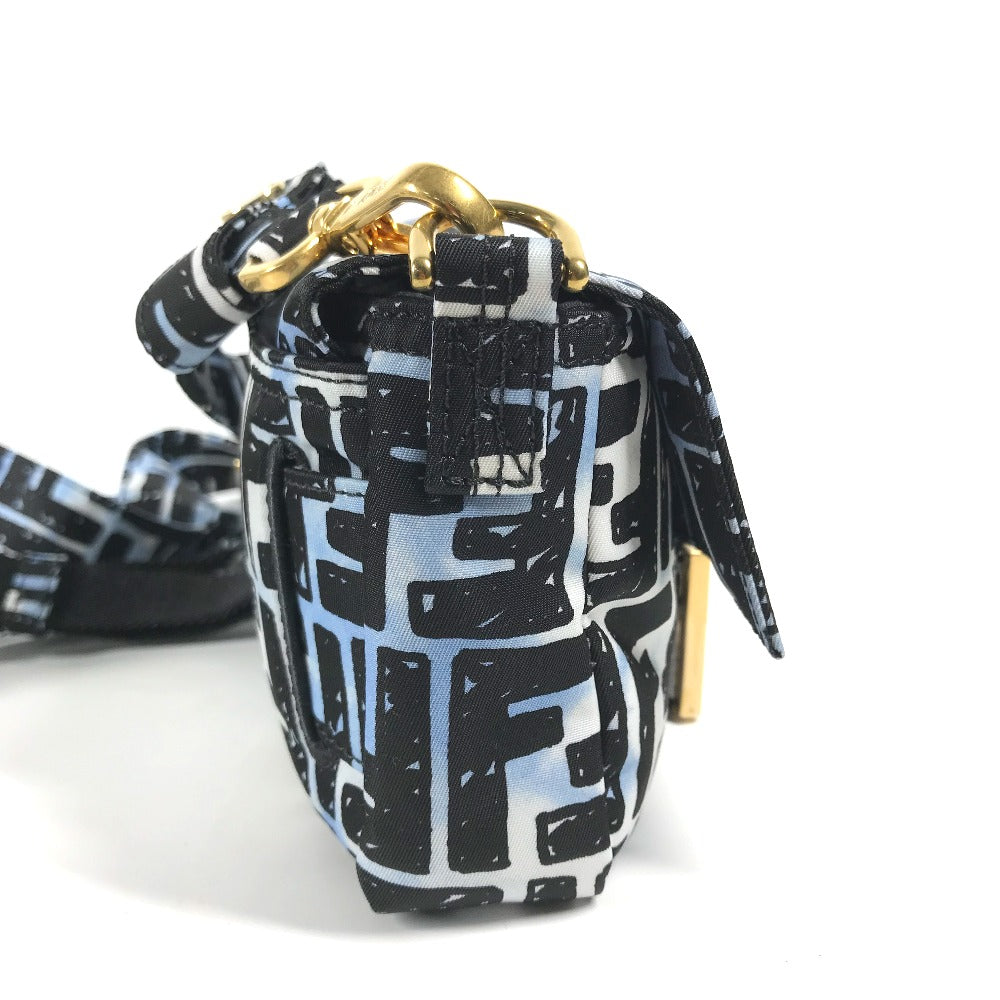 FENDI 8BR784 ジョシュアヴィーダス Joshua Vides コラボ ズッカ バゲット ミニ 2WAYバッグ 斜め掛け ポシェット ショルダーバッグ ナイロン ユニセックス ブルー