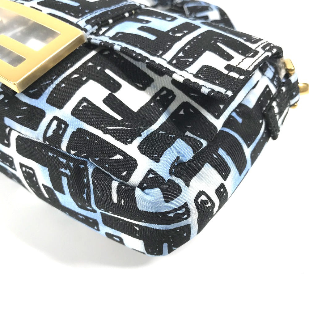 FENDI 8BR784 ジョシュアヴィーダス Joshua Vides コラボ ズッカ バゲット ミニ 2WAYバッグ 斜め掛け ポシェット ショルダーバッグ ナイロン ユニセックス ブルー