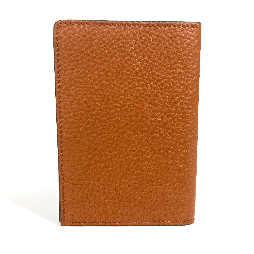 FENDI Logo Passport Cover Stationery Passport Case Leather Unisex Brown