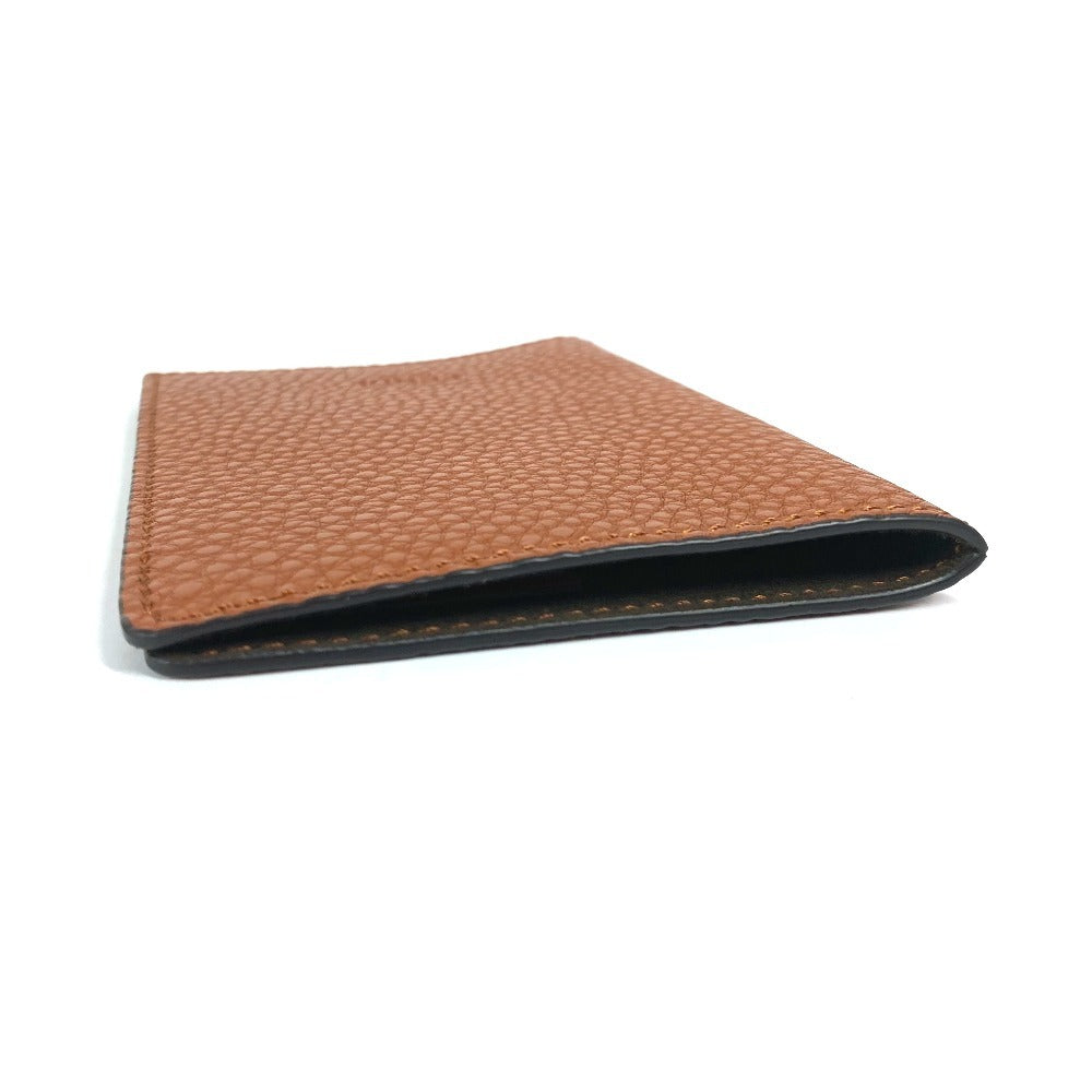 FENDI Logo Passport Cover Stationery Passport Case Leather Unisex Brown