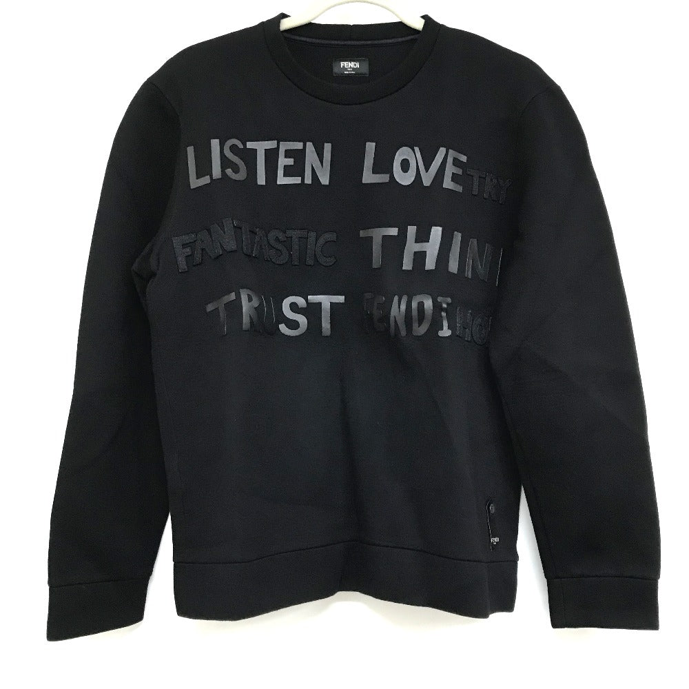 FENDI FY0812 Rubber Logo Sweatshirt, Rayon, Men's, Black