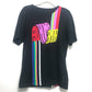 FENDI FY0936 Rainbow Logo Tops Apparel Short Sleeve Cotton T-Shirt Men's Black