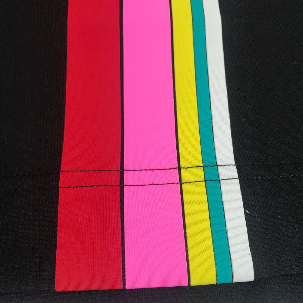 FENDI FY0936 Rainbow Logo Tops Apparel Short Sleeve Cotton T-Shirt Men's Black
