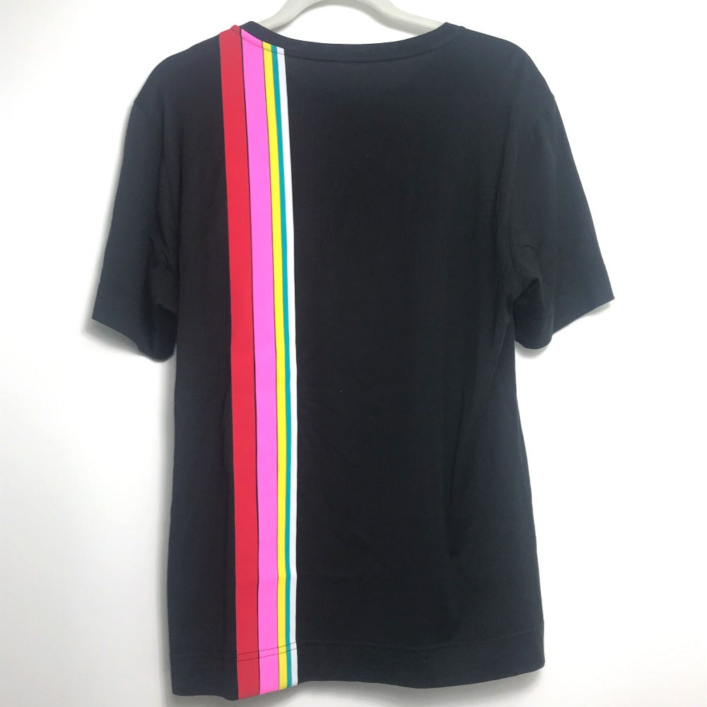 FENDI FY0936 Rainbow Logo Tops Apparel Short Sleeve Cotton T-Shirt Men's Black