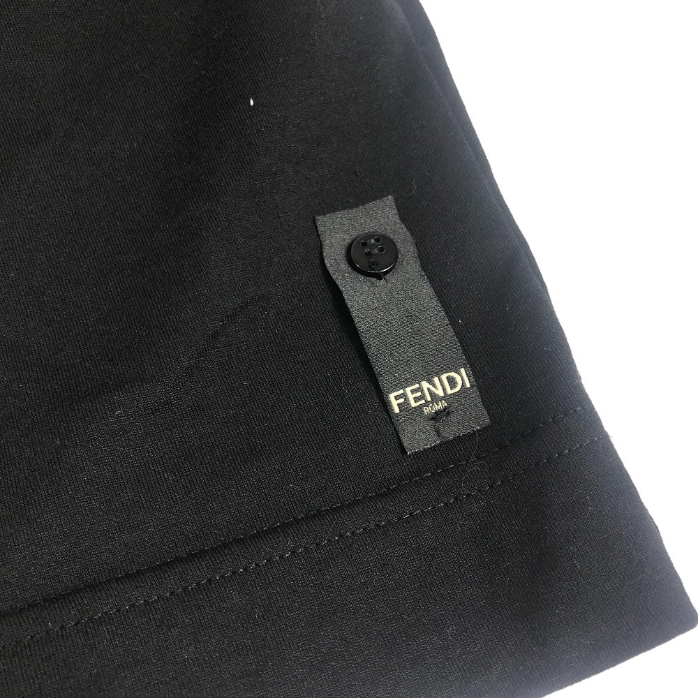 FENDI FY0936 Rainbow Logo Tops Apparel Short Sleeve Cotton T-Shirt Men's Black