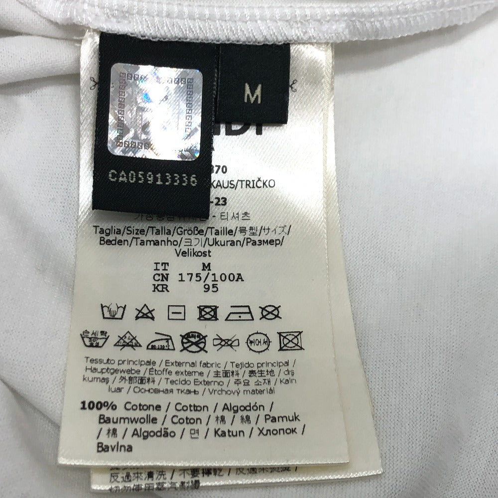FENDI FY0894 FF Logo Apparel Tops Short Sleeve T-Shirt Cotton Men's White x Yellow