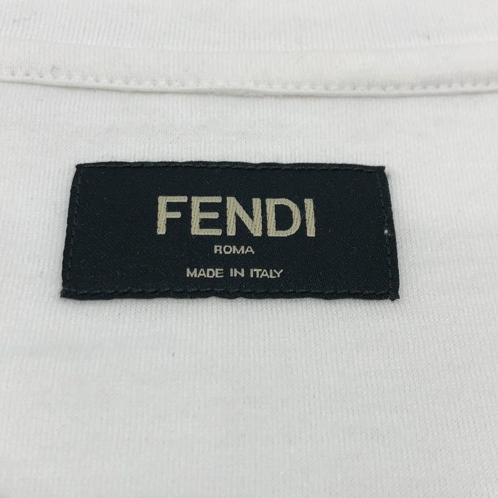 FENDI FY0894 FF Logo Apparel Tops Short Sleeve T-Shirt Cotton Men's White x Yellow