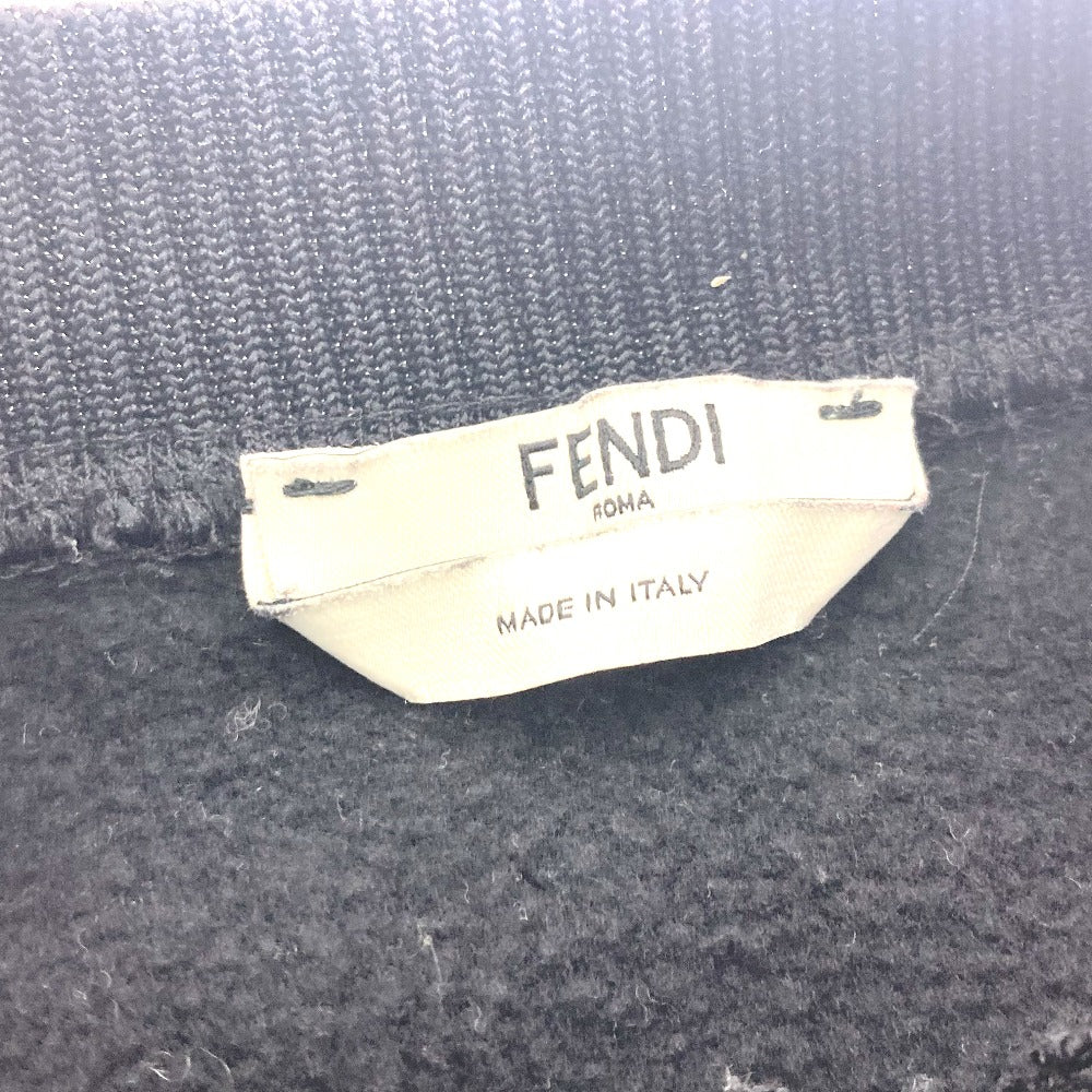 FENDI FS7034 ロゴ ストーン付き トップス 長袖 アパレル トレーナー コットン メンズ ブラック