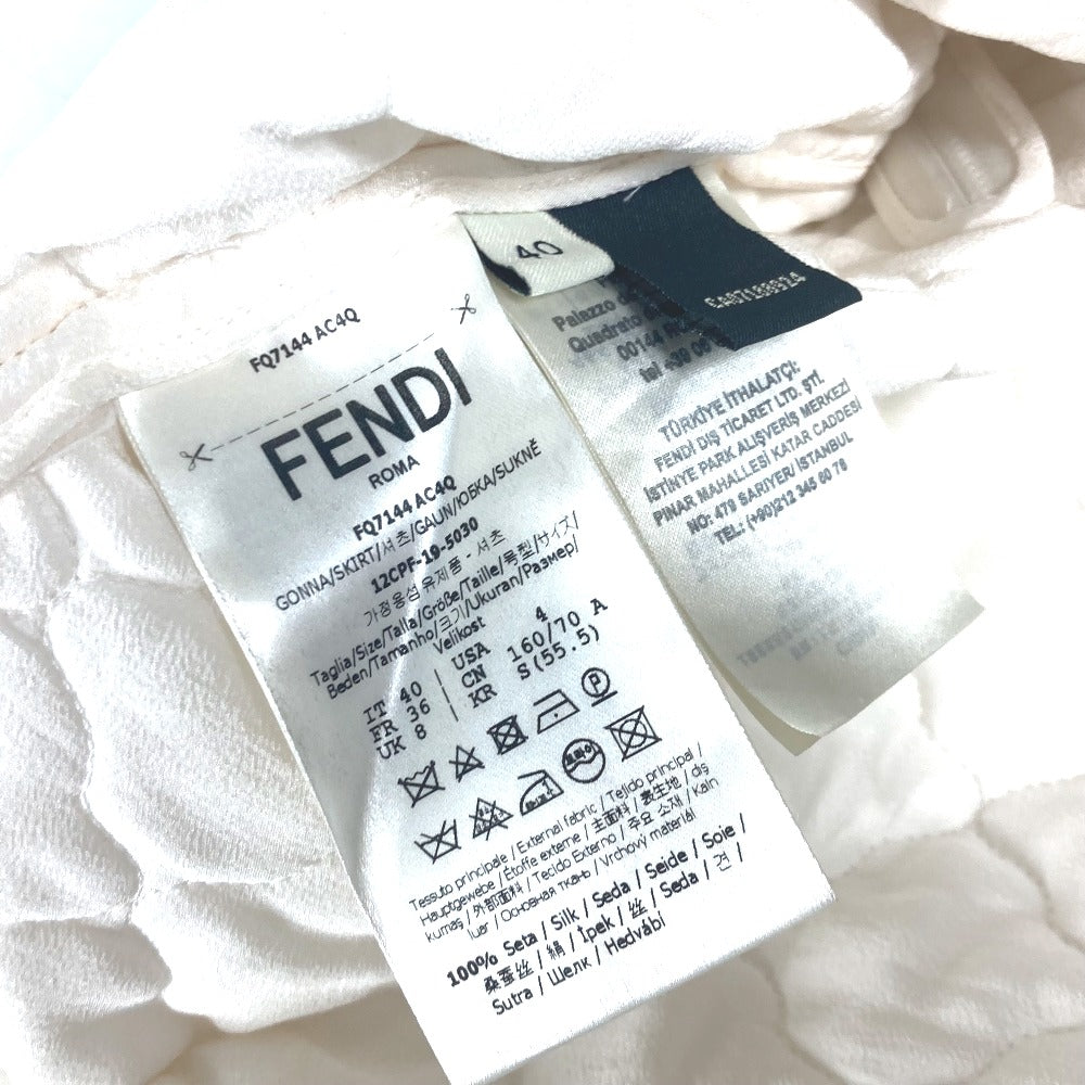 FENDI FQ7144 キルティング ボトムス アパレル スカート シルク レディース ホワイト