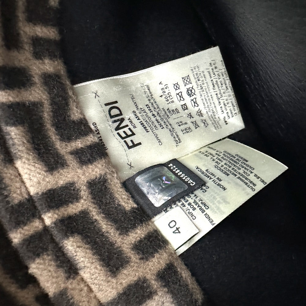 FENDI FF8581 Zucca Print Reversible Silk-Blend Long Coat in Wool, Brown