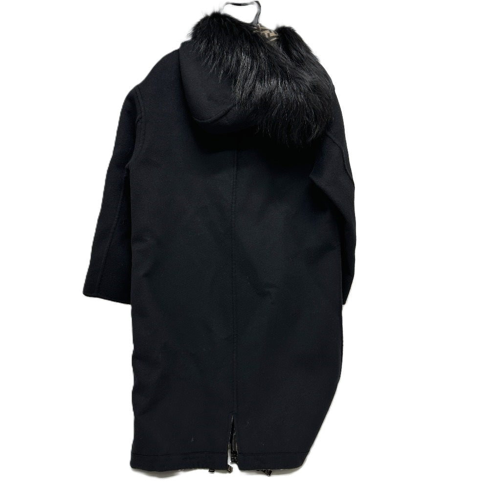 FENDI FF8581 Zucca Print Reversible Silk-Blend Long Coat in Wool, Brown
