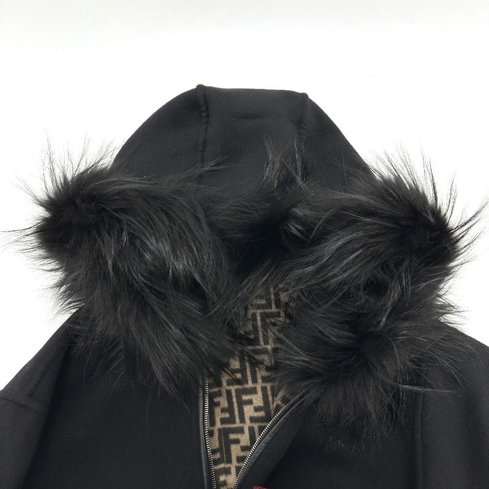 FENDI FF8581 Zucca Print Reversible Silk-Blend Long Coat in Wool, Brown
