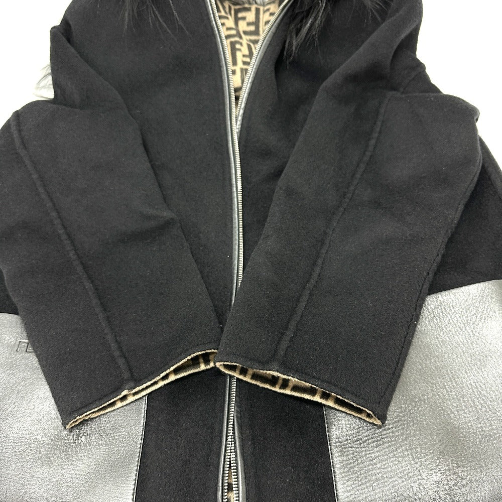 FENDI FF8581 Zucca Print Reversible Silk-Blend Long Coat in Wool, Brown