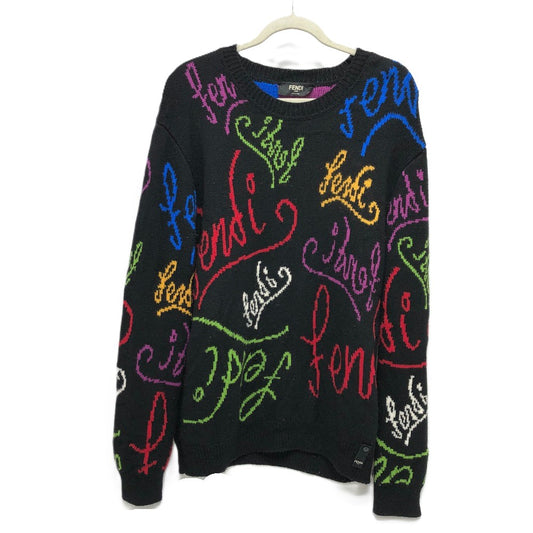 FENDI FZY463 AH3E 21AW ロゴマルチカラー アパレル ARTIST ALLOVER ニット クルーネック トップス セーター コットン メンズ ブラック