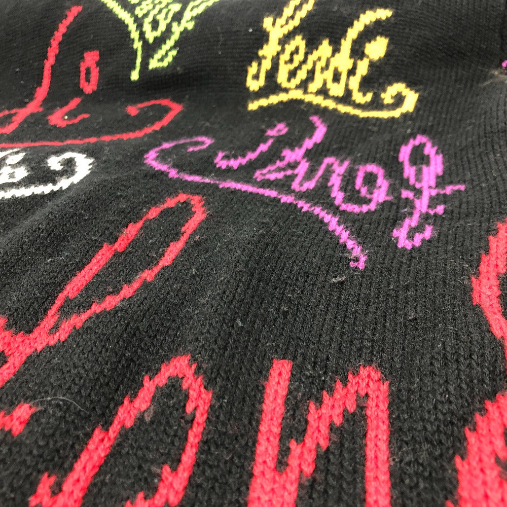 FENDI FZY463 AH3E 21AW ロゴマルチカラー アパレル ARTIST ALLOVER ニット クルーネック トップス セーター コットン メンズ ブラック