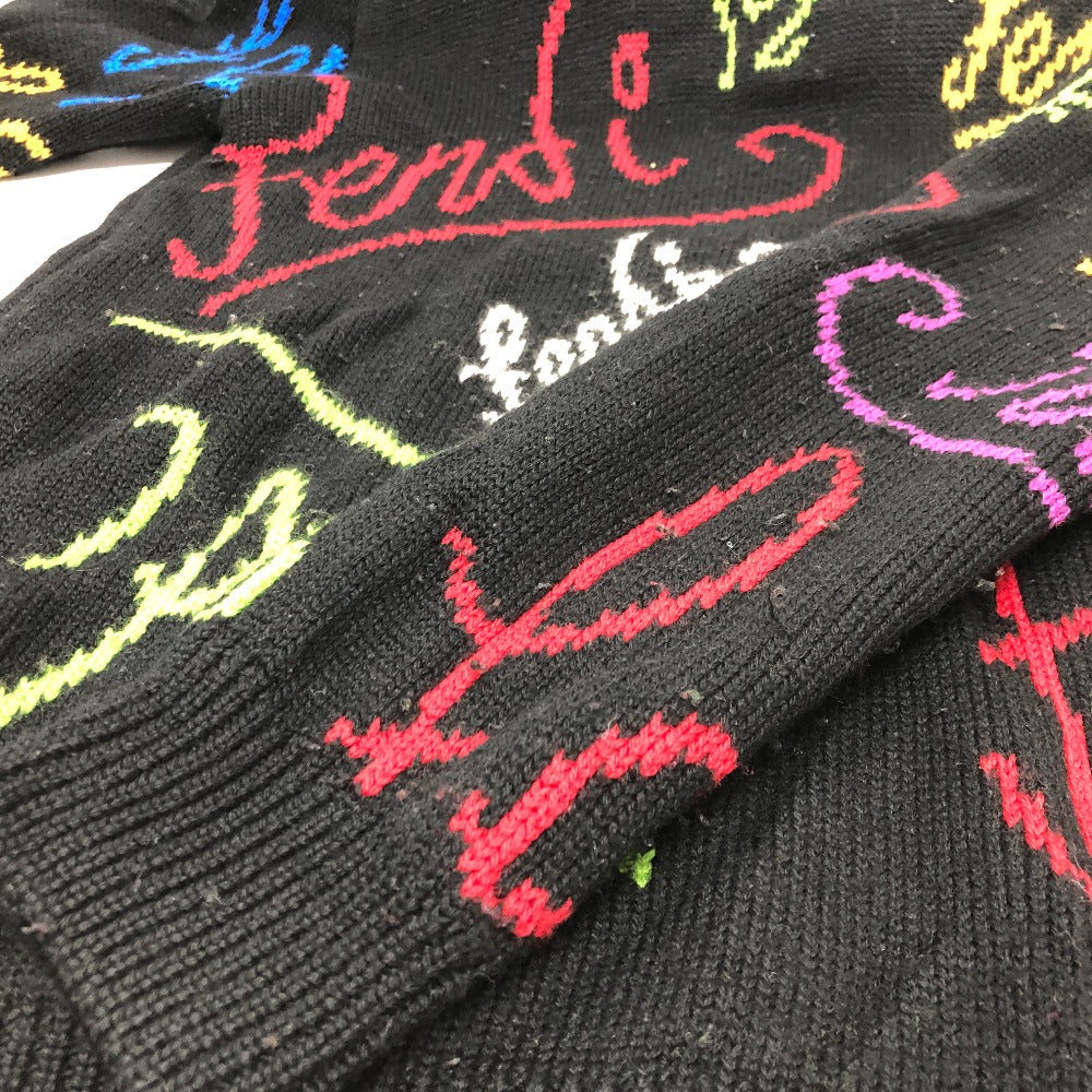 FENDI FZY463 AH3E 21AW ロゴマルチカラー アパレル ARTIST ALLOVER ニット クルーネック トップス セーター コットン メンズ ブラック