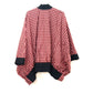 FENDI FJ6898 Check Logo Poncho, Long Sleeve, Polyester Jacket, Women's, Red