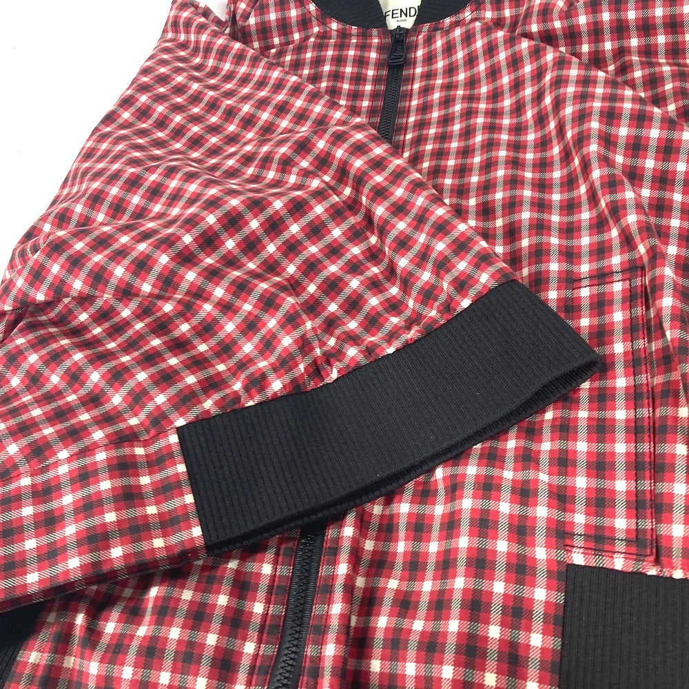 FENDI FJ6898 Check Logo Poncho, Long Sleeve, Polyester Jacket, Women's, Red