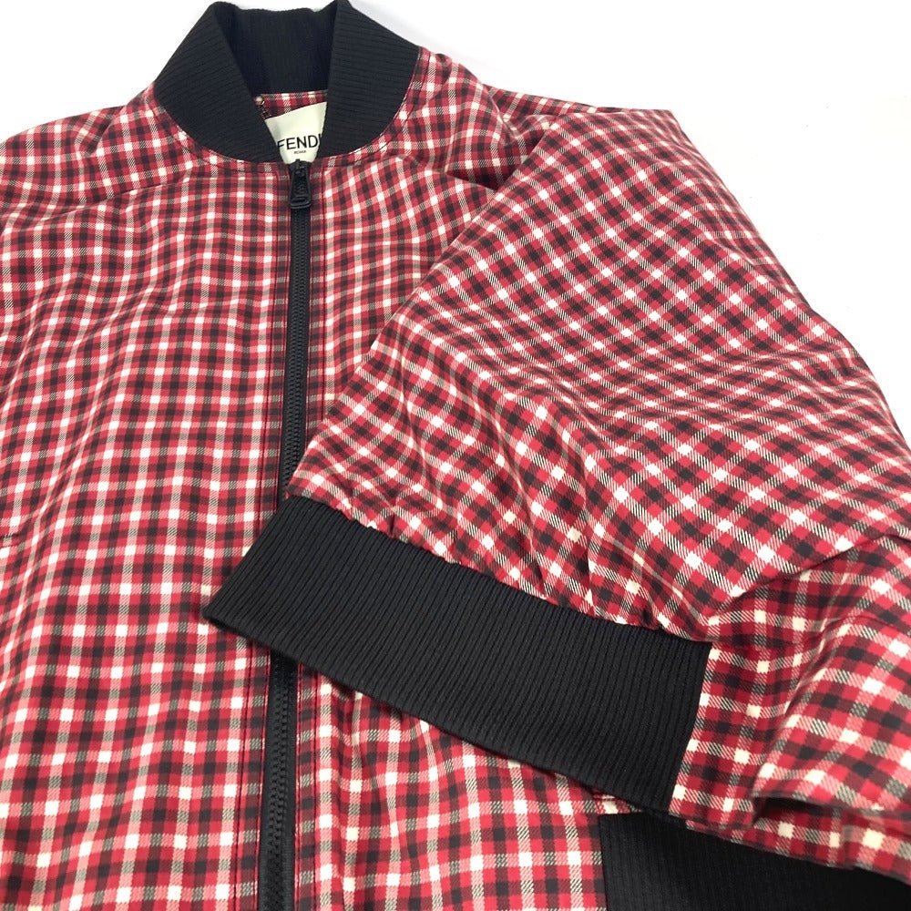 FENDI FJ6898 Check Logo Poncho, Long Sleeve, Polyester Jacket, Women's, Red