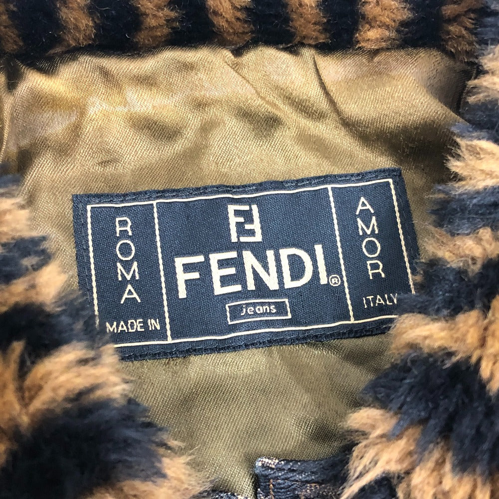 FENDI Zucca Pecan Apparel Outerwear Eco-Fur Coat Mid-Length Acrylic Women's Brown