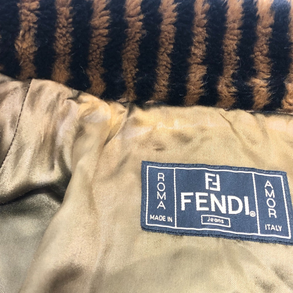 FENDI Zucca Pecan Apparel Outerwear Eco-Fur Coat Mid-Length Acrylic Women's Brown