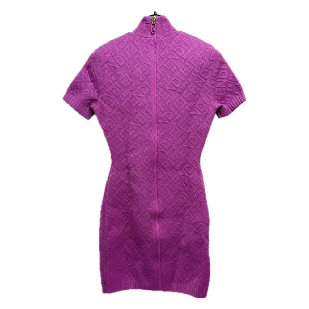 FENDI FZD917 Skims collaboration Zucca print back-zip mock neck short-sleeve rayon dress, pink, women's