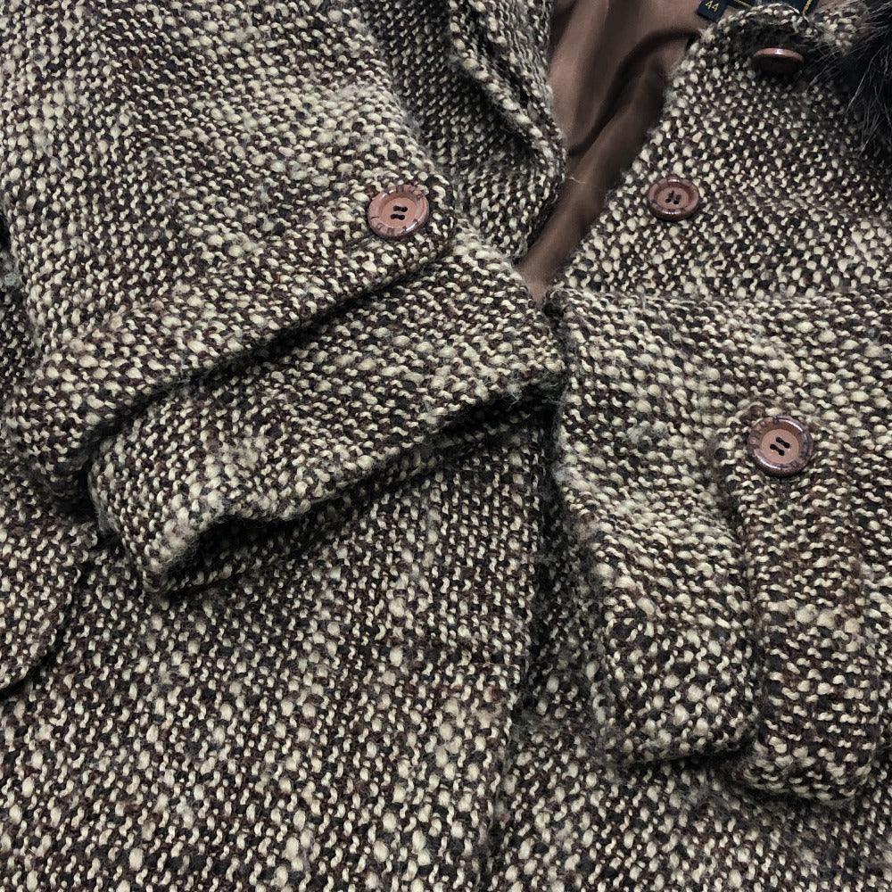 FENDI FENDI 365 tweed Apparel outerwear fur collar mid-length coat Long coat Viscose Brown Used