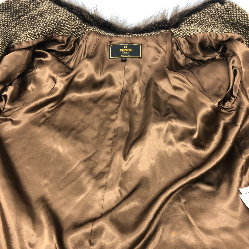 FENDI FENDI 365 tweed Apparel outerwear fur collar mid-length coat Long coat Viscose Brown Used