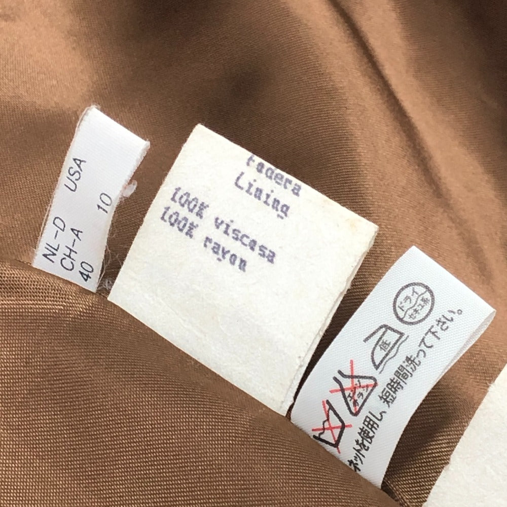 FENDI FENDI 365 tweed Apparel outerwear fur collar mid-length coat Long coat Viscose Brown Used