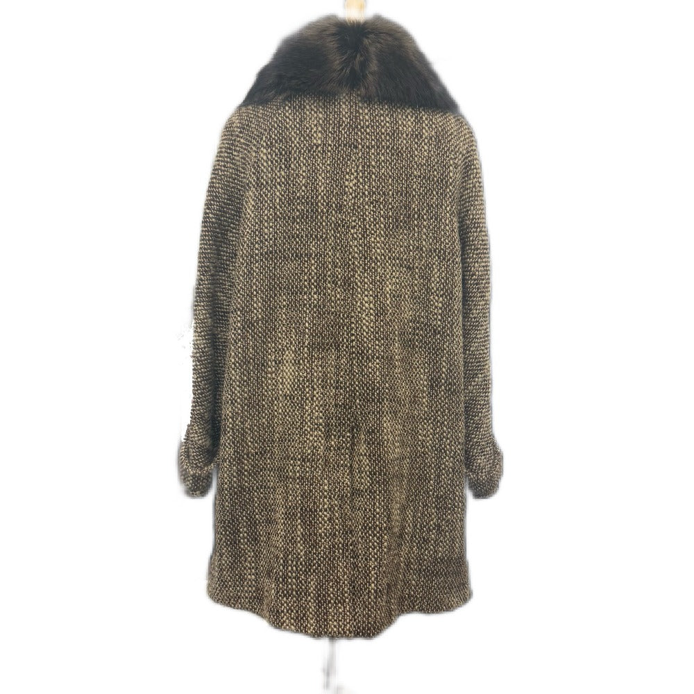 FENDI FENDI 365 tweed Apparel outerwear fur collar mid-length coat Long coat Viscose Brown Used