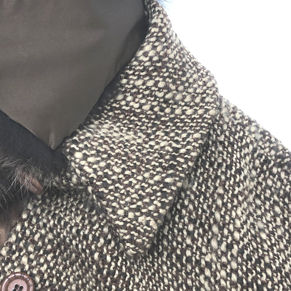 FENDI FENDI 365 tweed Apparel outerwear fur collar mid-length coat Long coat Viscose Brown Used