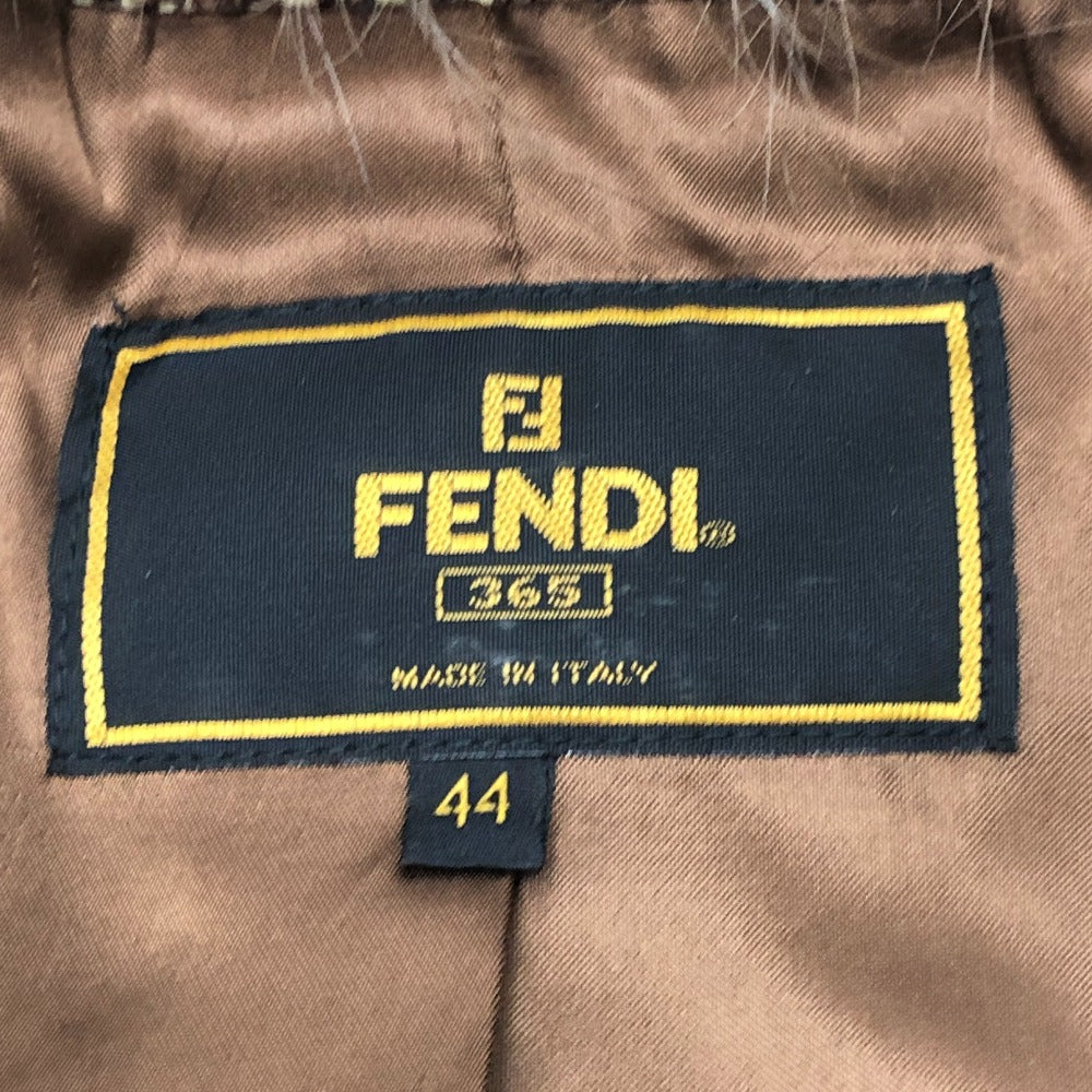 FENDI FENDI 365 tweed Apparel outerwear fur collar mid-length coat Long coat Viscose Brown Used