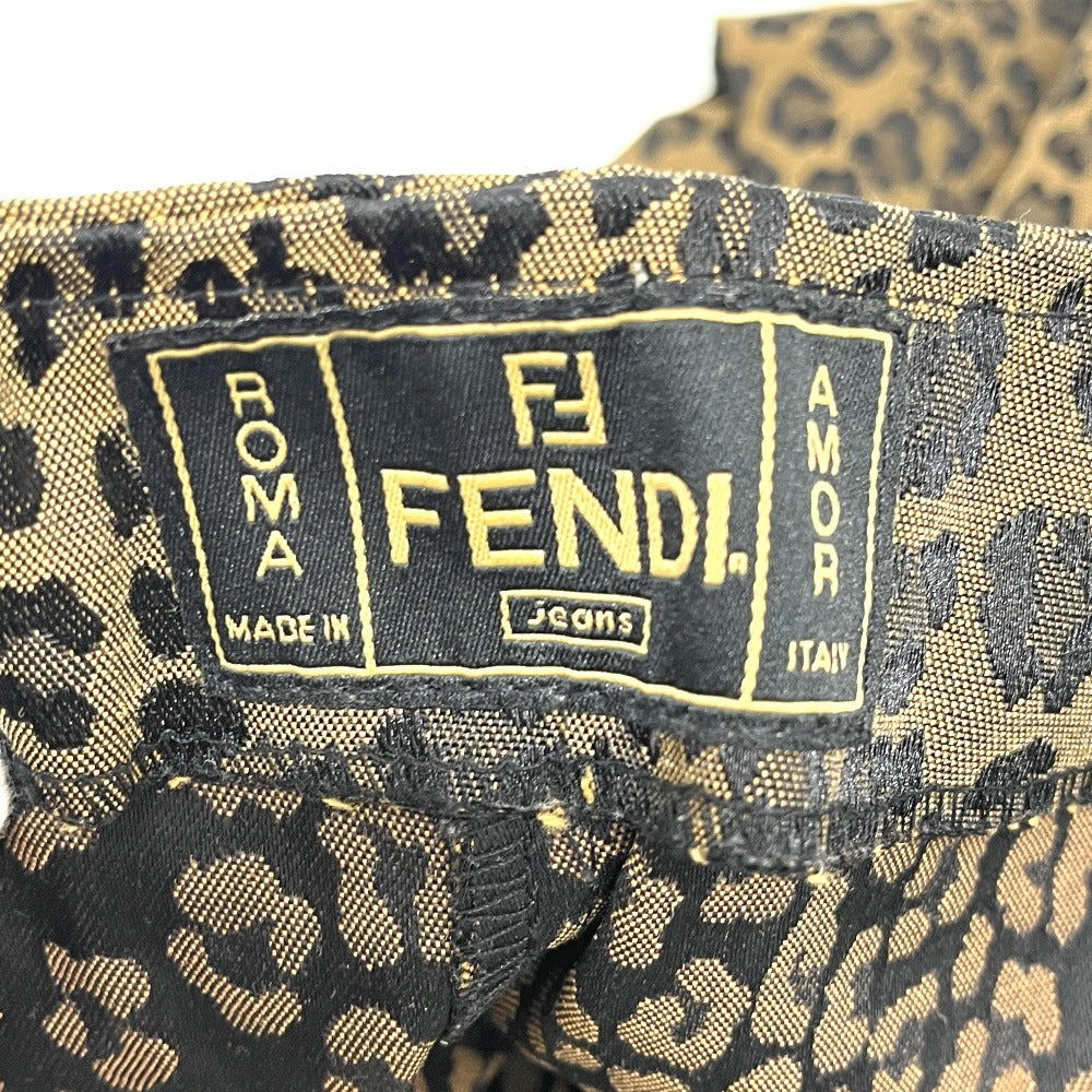 FENDI Leopard x Zucca Apparel Bottoms Trousers Pants Canvas Women's Brown